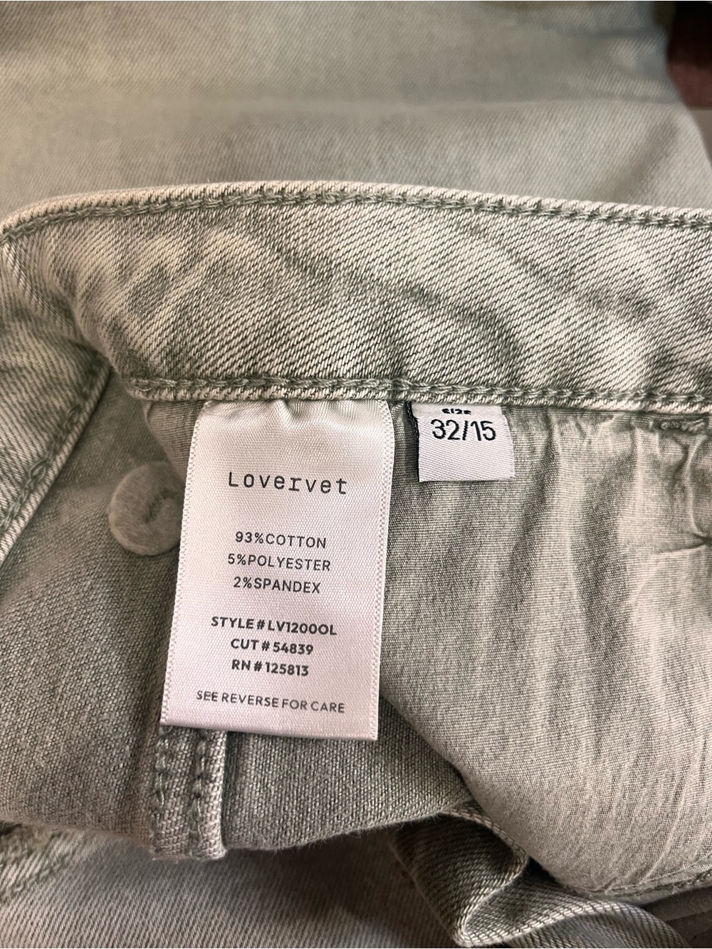 Lovervet by Vervet Olive Green High Rise Crop Wide Leg Raw Hem Jeans 32/15 - Picture 9 of 10